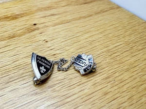 Vintage Le Cercle Francais French Club Lapel Pin & Chain 1971 Sterling Silver - Picture 1 of 3