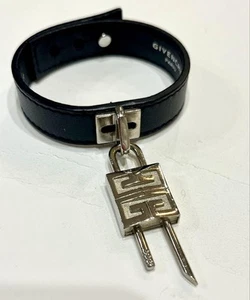 Givenchy 4G Padlock Small Bracelet Bangle Cadena Leather Black Women's i13312 - Picture 1 of 11