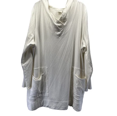 Top túnica Chicos Zenergy talla XL marfil liso bolsillos minimalista mangas largas capucha Foto 1 de 4