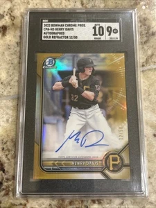 HENRY DAVIS 2022 Bowman Chrome GOLD Refractor 12/50 Auto Pirates SGC 9/10 - Picture 1 of 2
