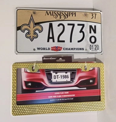 N.O. Saints Super Bowl Champions License Plate & Free Holder - Image 1 of 3