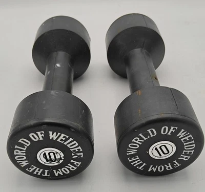Mancuernas recubiertas World Of Weider de colección pesas 10 libras cada una RARAS 20 libras en total Foto 1 de 4