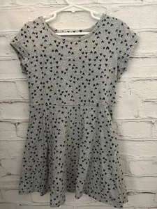 Cat & Jack Gray Dress Blue Hearts Cotton/Poly EUC Girl's Size S (6/6X) - Picture 1 of 7