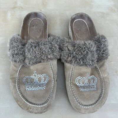 Toboganes Juicy Couture beige peludo de colección para mujer talla 10 hechos en Italia Foto 1 de 4