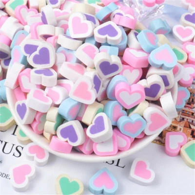 10 Assorted Polymer Clay Heart Candy Embellishment Faux Sweets Flatback DIY 15mm - Image 1 of 4