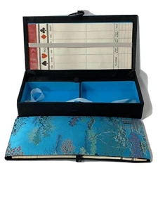 Two Deck Card Holder With Score Card Wallet Oriental Pattern - Picture 1 of 12