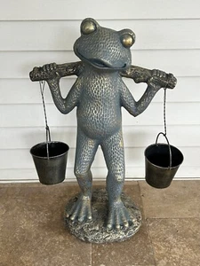 Garden Frog Planter Statue, Resin Holding Bucket Planters Yard Art - Picture 1 of 4