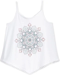 Epic Threads Girls Geo-Print Summer Tank shirt White X-Large 61-64" 100-110lbs - Picture 1 of 3