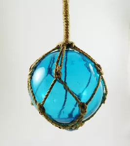 Glass Float Nautical Sea Fishing Buoy Turquoise | 5"/12.5cm Dia With Rope Hanger - Picture 1 of 3