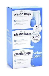 Ubbi Diaper Pail Bags Ubbi Plastic Bags, 75 - Pack, 3 - Count NEW - Picture 1 of 3