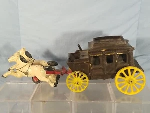 Antique? Cast Iron Stagecoach & 2 Horses Missing Driver - Western Wells Fargo - Picture 1 of 13