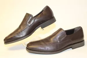 Bruno Magli Mens Size 6.5 M Dark Brown Leather Apron Toe Loafer Italy Made Shoes - Picture 1 of 24