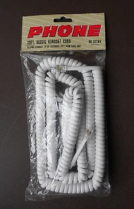 New 25ft White Coiled Handset Phone Cord #227WH - Free Shipping! - Bild 1 von 2