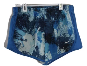 NIKE Dri-Fit Girls Blue Print Running Shorts w/ Builtin Brief Size M - Picture 1 of 6