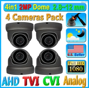 4 Cameras of HD 4in1 2MP 1080P 2.8-12mm TVI AHD CVI Analog Surveillance Security - Picture 1 of 4