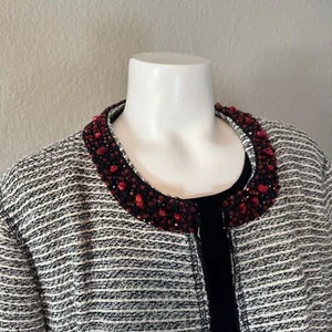 Chico’s Blazer Jacke vorne offen Perlenkragen glitzernd 3 XL 16 - Bild 1 von 10