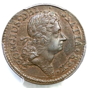Medio penique de cobre colonial 1723 M 4,90-Gc.9 R-7 graduación profesional MS 64 BN Wood's Hibernia - Imagen 1 de 3