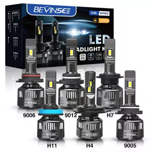 BEVINSEE V45 LED Headlight Bulbs Conversion 120W 22000LM High Low Beam Bright - Picture 1 of 15