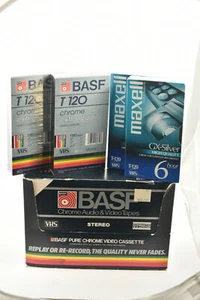 14 New/Sealed VHS Tapes-BASF Pure Chrome T160 10 Pack & T120-Maxwell GX-Silver - Picture 1 of 5
