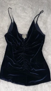Armani Collezioni Navy Velvet Tank Top Size 4 - Picture 1 of 5