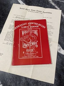 Wright and Ditson's Officially Adopted Rules of Lawn Tennis 1927 w/ USLTA Letter - Picture 1 of 9