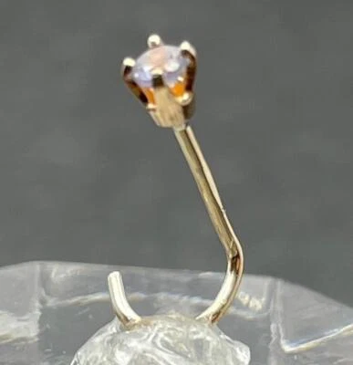 .05 CT NATURAL TANZANITE 14K YELLOW GOLD NOSE RING EXCELLENT QUALITY 23 GA USA - Image 1 of 4
