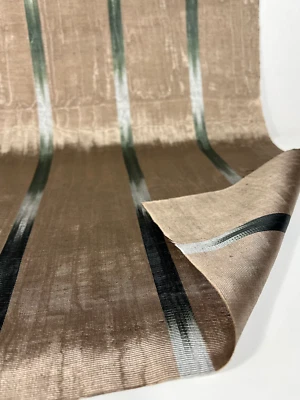 Bronze Silk Moire Fabric By 2 Meters,Ikat Pattern,  Ottoman Touch ''Kutnu'' Silk - Image 1 of 4