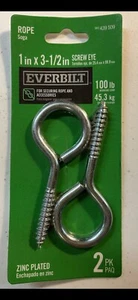 EVERBILT 1 in x 3-1/2 in SCREW EYE 2pk NEW SKU A9 - Picture 1 of 2