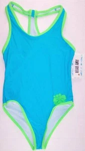 NWT Amy Byer Girl's Racerback One Piece Aqua Swimsuit Bathing Suit, 12 - Picture 1 of 2