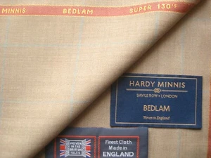 100% Super 130’s WOOL HARDY MINNIS = "BEDLAM COLLECTION" SUITING FABRIC = 3.5 m. - Picture 1 of 8
