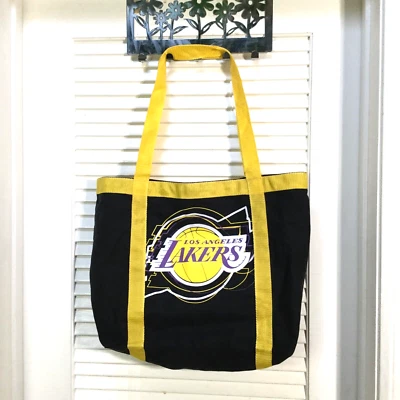 LA Lakers NBA Basketball Tote Bag  Black Yellow Canvas NWT - Image 1 of 4