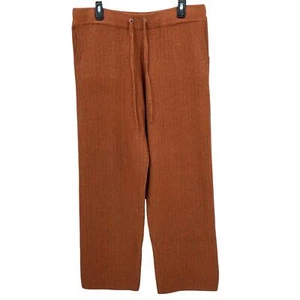 DKNY Pants Womens Medium Toffee Knit Sweater Cashmere Wide Leg Lounge Cozy Fall - Picture 1 of 5