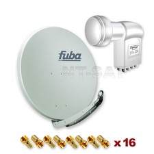 Impianto satellitare Antenna Parabolica Fuba 85cm Grigio+OCTO LNB # Alluminio #