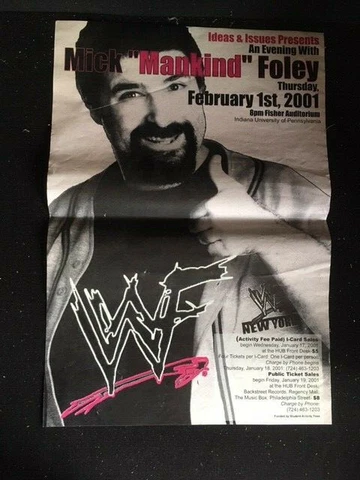 A9190 Evening with Mick Mankind Foley Poster February 1st 2001   13.5" x 20" Cover
