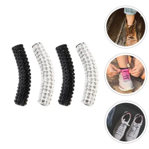 4Pcs Shoelace Buckles Rhinestone Studded Shoelace Tubes DIY Shoe Accessories - Picture 1 of 12