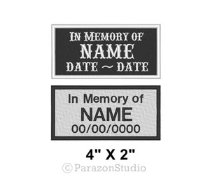Custom Embroidered In Memory Of Motorcycle Biker MC Sew on Patch 4" x 2" (B) - Picture 1 of 11