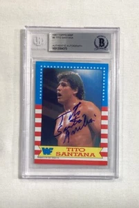 TITO SANTANA 1987 TOPPS WWF #6 TARJETA DE AUTÓGRAFO FIRMADA BGS AUTOMÁTICA - Imagen 1 de 2