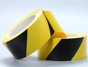 Black and Yellow Vinyl Floor Marking Tape 2" (48mm) x 36 Yards (108') (6 Rolls) - Picture 1 of 6