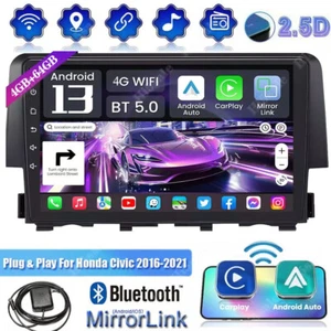 9" Android 13 Carplay Car Stereo Radio GPS 4+64G WIFI For Honda Civic 2016-2020 - Picture 1 of 24