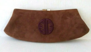 Womens Antonio Melani Brown Suede CLUTCH HAND Bag Measurements: L "11.5 x W - Picture 1 of 6