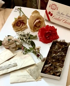 Vintage Millinery Lot Silks Paper Feathers 1950s Originals - Picture 1 of 6