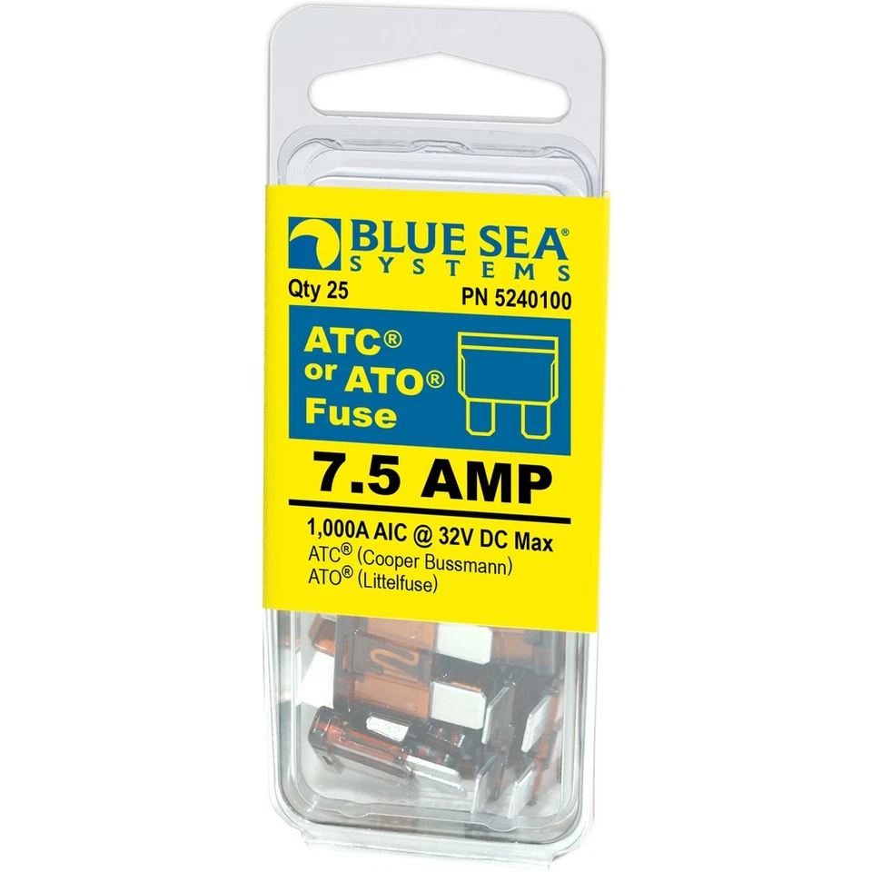 Blue Sea Systems 5240100 Ato/Atc Fuse Pack 7.5 Amp 25-Pack - Image 1 of 1
