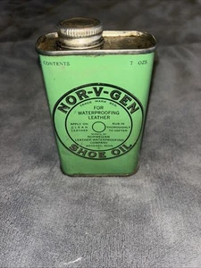 Vintage NOR-V-GEN Shoe Oil Can Norwegian Leather Waterproofing Co Mankato, MN - Picture 1 of 6