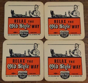 Lot Of 4 Vintage 1941 Heileman Old Style Lager Beer Coasters La Crosse, WI - Picture 1 of 3