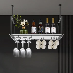 Metal Wine Rack Hanging Stemware Goblet Stand Ceiling Wine Glass Display Holder - Picture 1 of 21