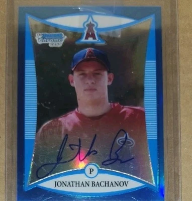 2008 Bowman Chrome Prospects Blue Refractor Jonathan Bachanov Rookie Auto /150 - Image 1 of 2