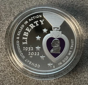 2022 National Purple Heart Hall of Honor Colorized Silver Dollar - Picture 1 of 9