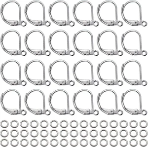 TOAOB 100Pcs Stainless Steel Leverback Earring Hooks 10X15Mm Hypoallergenic Fren - Picture 1 of 12