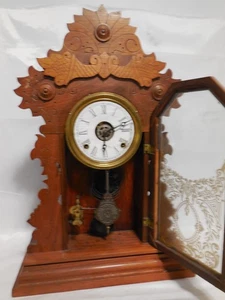 E. Ingraham & Co Antique Kitchen/Mantle Clock, w/ Alarm Wooden, Bristol, Conn. - Picture 1 of 6