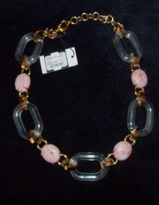 全新 带标签 Lele Sadoughi 电缆链项链 树脂链接 & 珊瑚石 Accen — 第 1/4 张图片